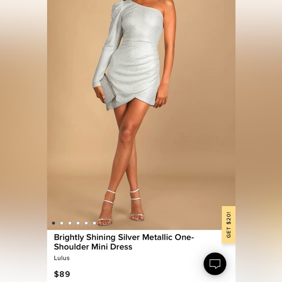 Brightly Shining Silver Metallic One-Shoulder Mini Dress (Worn Once) - Picture 6 of 7